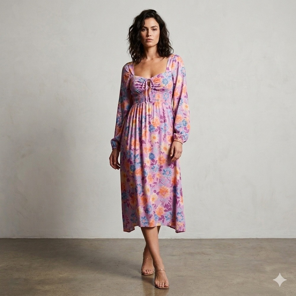 Billabong x The Salty‎ Blonde Paradise Love Spring Midi Dress Purple Womens L